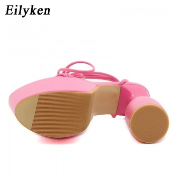 Pink Green Cross straps Sandals Club Female thick-soled Strange High-heeled Sandals Party shoes